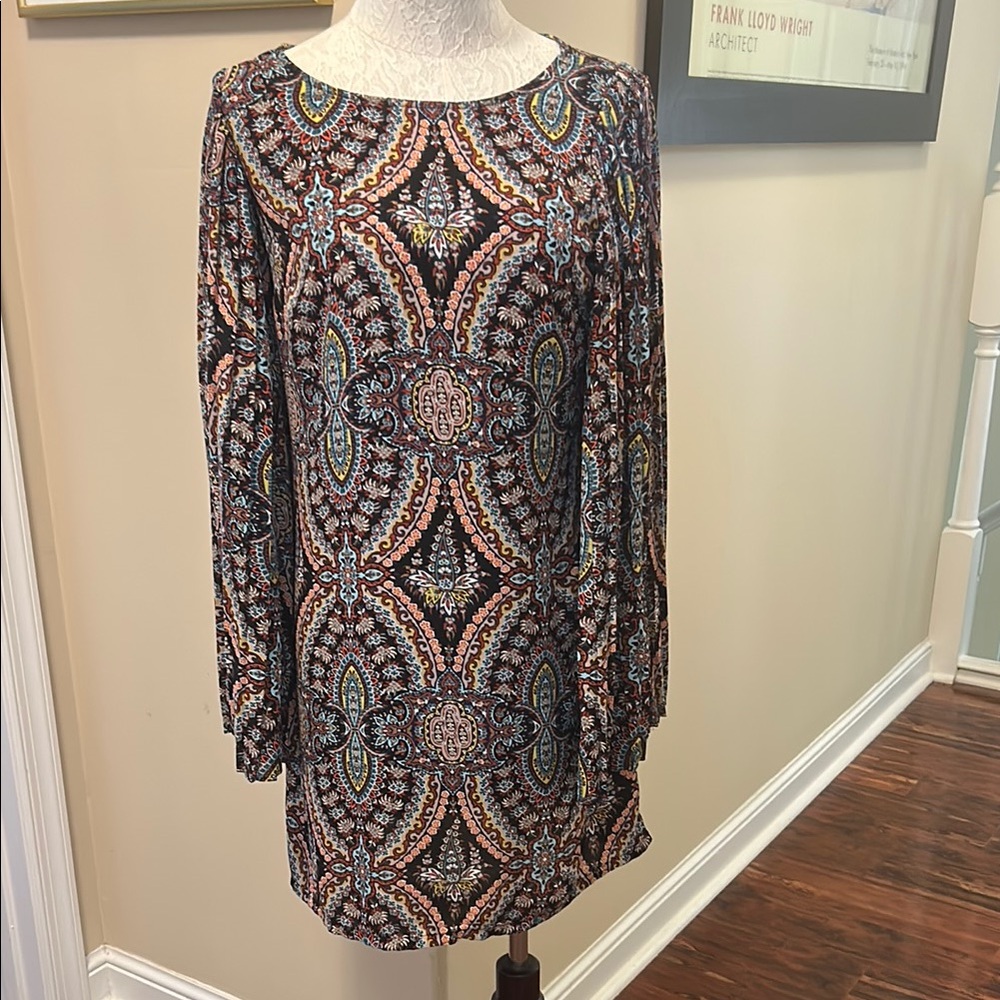 Love Fire Long Sleeve Dress in Black and Blue
